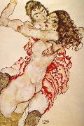 Egon Schiele Two Girls Embracing Each other Sweden oil painting reproduction